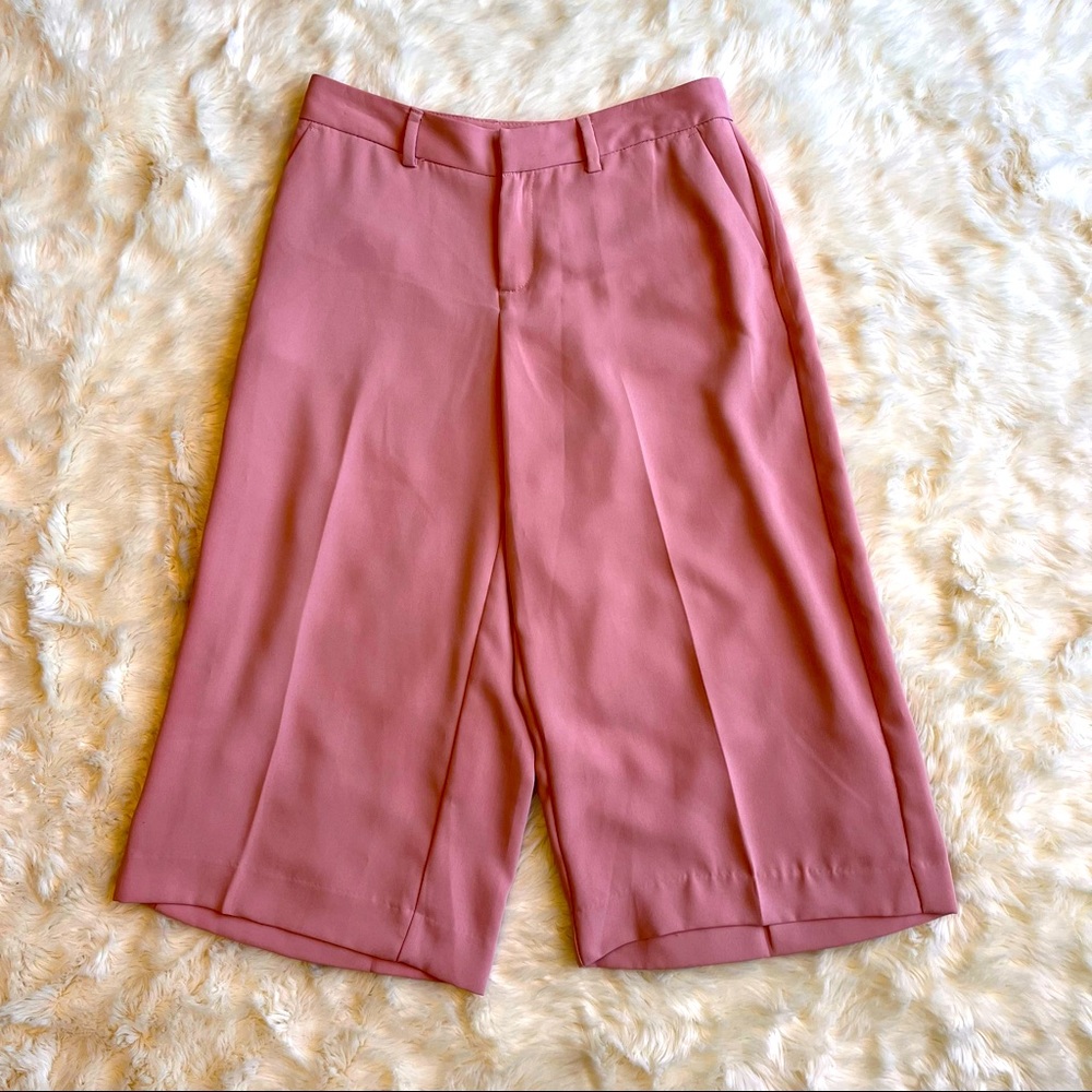 Banana Republic Pink Wide Leg Culotte Trousers With Pockets Women's Size 2